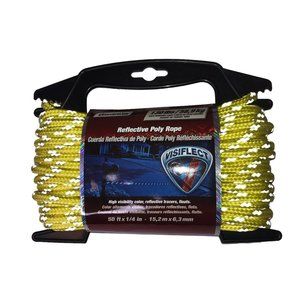 New NWT Reflective Poly Rope 50 Feet x 1/4 Inch Yellow Silver